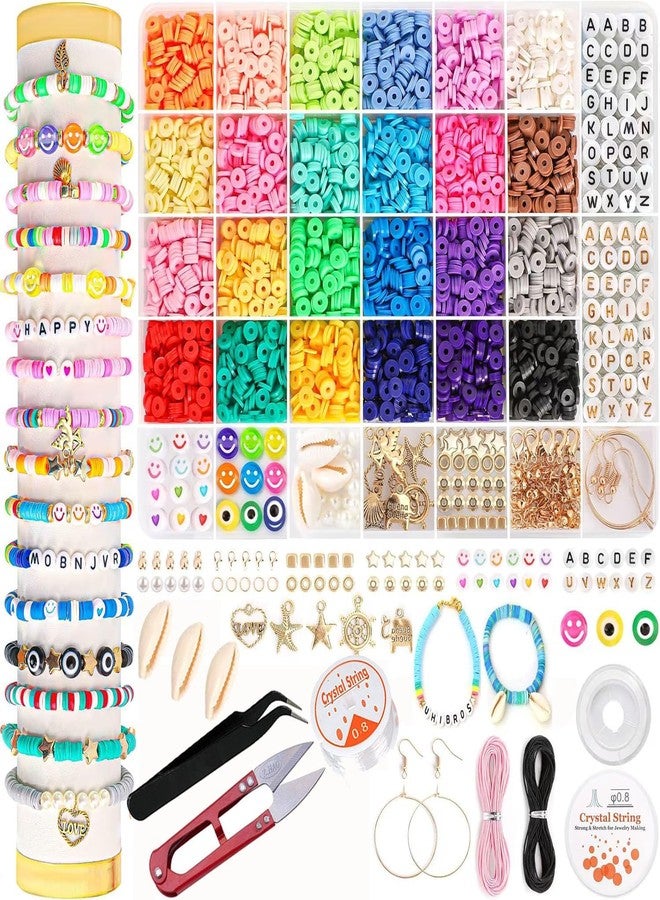 DIY Crafts 1000, Clay Beads Bracelet Making Kit, Girls Friendship Bracelet Polymer Heishi Beads with Jewelry Charms Crafts Gifts for Teen for Girls Ages Above 3-5 P (1000) - Image 1